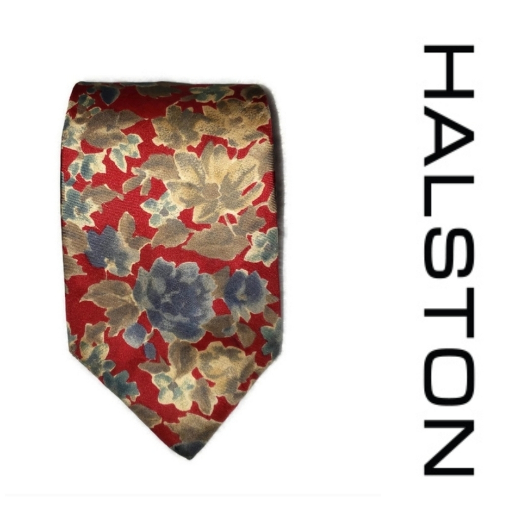 Halston Men's Necktie multicolored floral red